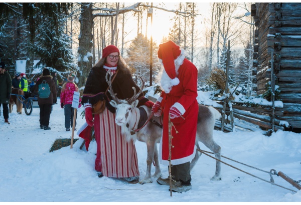 Pikkujoulut Tuisku-poron tai Ruskis-pässin kanssa