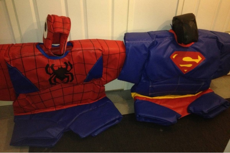 Lasten sumopuvut spiderman + superman